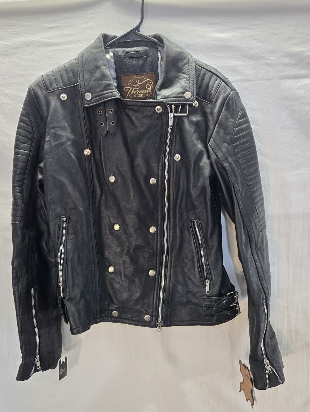 Needle & Thread Women's Size XL Black Leather Motorcycle Jacket New with Tag